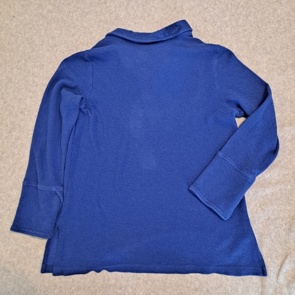 Soft Surroundings Carlile Top Sapphire Oversize Sz Small Wide Collar Front Snaps - Picture 3 of 11